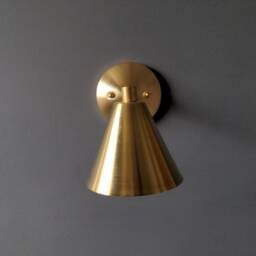 Brass Teacup Wall Sconce - Modern Hallway Lighting Bathroom Minimalist Mid Century Bedside - thumbnail 2