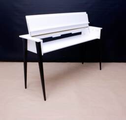 White Piano Stand With A Cover & Black Wooden Legs, Keyboard Desk, Custom Size Color Wood - thumbnail 1