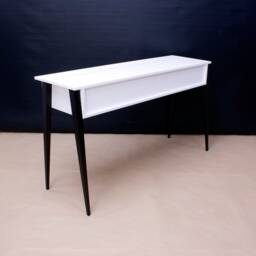 White Piano Stand With A Cover & Black Wooden Legs, Keyboard Desk, Custom Size Color Wood - thumbnail 2