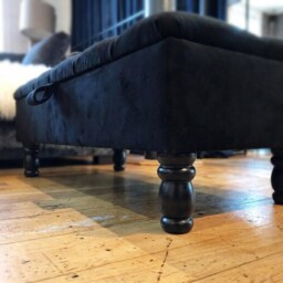 Black Ottoman Footstool, Handmade Plush Velvet Chesterfield Upholstered Living Room Storage Footrest & Seating Bench - thumbnail 4