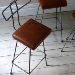 Industrial Leather Bar Stool/Counter - thumbnail 4