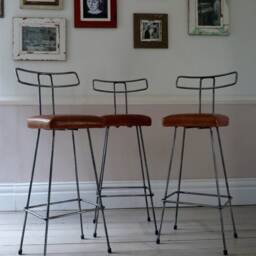 Industrial Leather Bar Stool/Counter - thumbnail 3