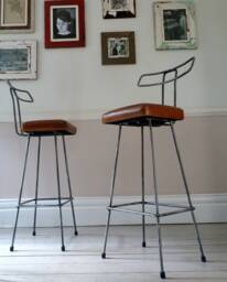 Industrial Leather Bar Stool/Counter - thumbnail 1
