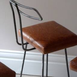 Industrial Leather Bar Stool/Counter - thumbnail 2