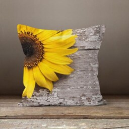 Sunflower Cushion Cover-Yellow Pillow Case-Housewarming Case-Flower Cover-Gift For Her Cushion-Handmade Material - thumbnail 2