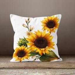 Sunflower Cushion Cover-Yellow Pillow Case-Housewarming Case-Flower Cover-Gift For Her Cushion-Handmade Material - thumbnail 3