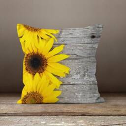 Sunflower Cushion Cover-Yellow Pillow Case-Housewarming Case-Flower Cover-Gift For Her Cushion-Handmade Material - thumbnail 4