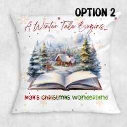 Personalised Winter Cushion Cover - Christmas Storybook Design 3 Sizes, Festive Home Decor - thumbnail 2