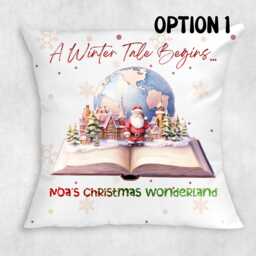 Personalised Winter Cushion Cover - Christmas Storybook Design 3 Sizes, Festive Home Decor