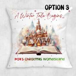 Personalised Winter Cushion Cover - Christmas Storybook Design 3 Sizes, Festive Home Decor - thumbnail 3