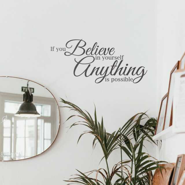 Believe in Yourself Wall Decal - Removable Sticker Words Quote Art - image 1