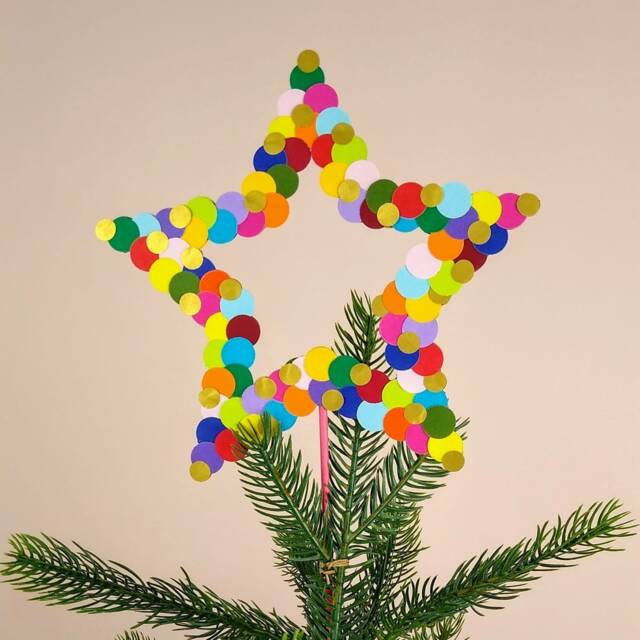 Colorful Paper Star Christmas Tree Topper Eco-Friendly Handmade Decoration - image 1