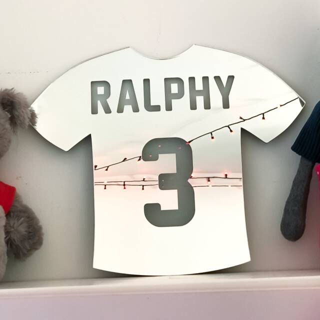 Personalized Football Shirt Mirror Acrylic Nursery Decor - image 1