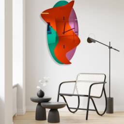 Large Mirrored Acrylic Wall Clock Modern Art Sculpture, Custom Colors - thumbnail 3