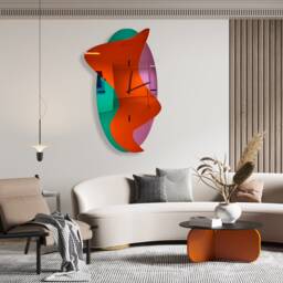 Large Mirrored Acrylic Wall Clock Modern Art Sculpture, Custom Colors - thumbnail 2
