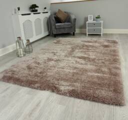 New Plush Beige Thick Silky Soft Shag Pile Rug Modern Luxurious High Quality Mats - thumbnail 1