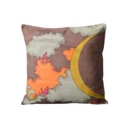 Heals, Karen Macdonald, Harvest Moon, Vintage Mid 70S Purple & Orange Cotton Cushion Cover, Throw Pillow Homeware Decor