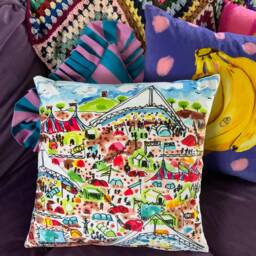 Glastonbury Velvet Cushion Cover Abstract Festival Art Print - thumbnail 3