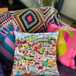 Glastonbury Velvet Cushion Cover Abstract Festival Art Print - thumbnail 2