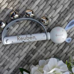 Personalised Wooden Bell Rattle, Engraved Baby Gift, Birthday, Christening, Christmas Present, Musical Instrument, Music Gift - thumbnail 4