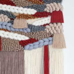 Large Handwoven Wool Wall Hanging Modern Fiber Art Tapestry - 16x31 In - thumbnail 3