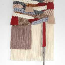 Large Handwoven Wool Wall Hanging Modern Fiber Art Tapestry - 16x31 In - thumbnail 2