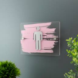 Bathroom Toilet Wc Printed Signage - Painted Brush Stroke With Mirror Acrylic - thumbnail 3