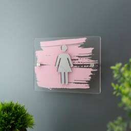 Bathroom Toilet Wc Printed Signage - Painted Brush Stroke With Mirror Acrylic - thumbnail 2