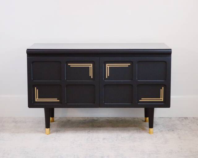 Art Deco Media Unit - Black & Gold, Nathan Range Mcm Cupboard - image 1