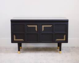 Art Deco Media Unit - Black & Gold, Nathan Range Mcm Cupboard - thumbnail 1