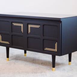 Art Deco Media Unit - Black & Gold, Nathan Range Mcm Cupboard - thumbnail 2