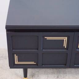 Art Deco Media Unit - Black & Gold, Nathan Range Mcm Cupboard - thumbnail 4