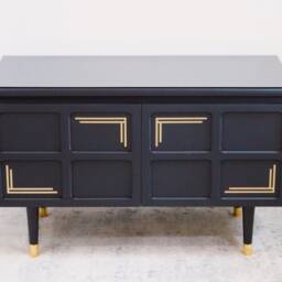 Art Deco Media Unit - Black & Gold, Nathan Range Mcm Cupboard - thumbnail 3