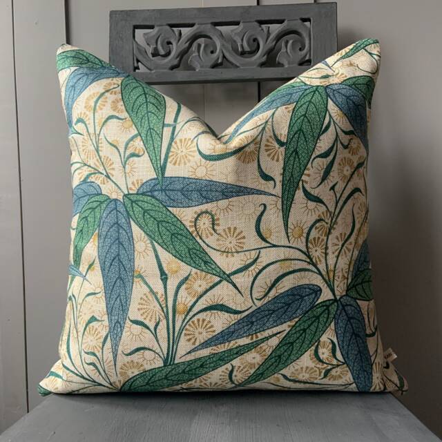 William Morris Luxury Designer Bamboo Vintage Blue Green Cushion Pillow Cover - image 1