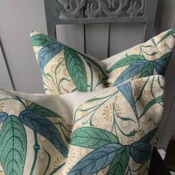 William Morris Luxury Designer Bamboo Vintage Blue Green Cushion Pillow Cover - thumbnail 3