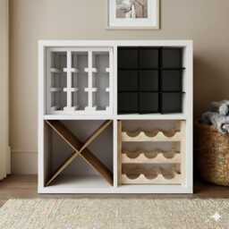 Ikea Kallax Wine Rack Insert Wooden Cube Organizer, Modern Storage - thumbnail 2