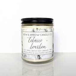 Natural Soy Candle Tobacco & Bourbon Scented - 7 Oz Jar Masculine Man Gift Idea - thumbnail 3
