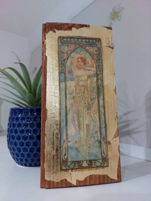 Alfons Mucha Art Nouveau Wood Wall Art The Times Of Day Series - image 1