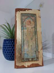 Alfons Mucha Art Nouveau Wood Wall Art The Times Of Day Series - thumbnail 1