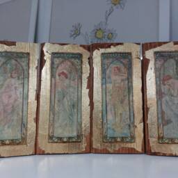 Alfons Mucha Art Nouveau Wood Wall Art The Times Of Day Series - thumbnail 2