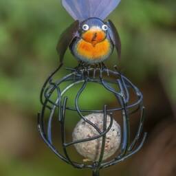 Robin Fruit Suet Ball Holder Bird Feeder On Stake - thumbnail 2