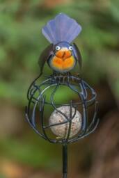 Robin Fruit Suet Ball Holder Bird Feeder On Stake - thumbnail 1