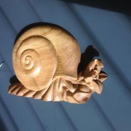 Wood Carving, Wooden Snail, Wonderful Beauty Blooming Snail, Ukraine Author Wood Carving, Exclusive Carving, Beautiful Gift Collectible - thumbnail 2
