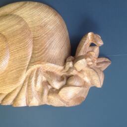 Wood Carving, Wooden Snail, Wonderful Beauty Blooming Snail, Ukraine Author Wood Carving, Exclusive Carving, Beautiful Gift Collectible - thumbnail 3
