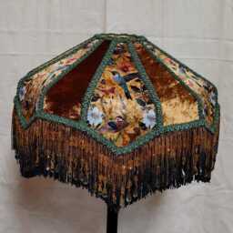 Gold Printed Lampshade Victorian Style With Beaded Fringe - thumbnail 4