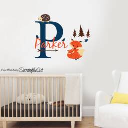 Personalized Fox Name Wall Decal - Woodland Nursery Decor - thumbnail 3