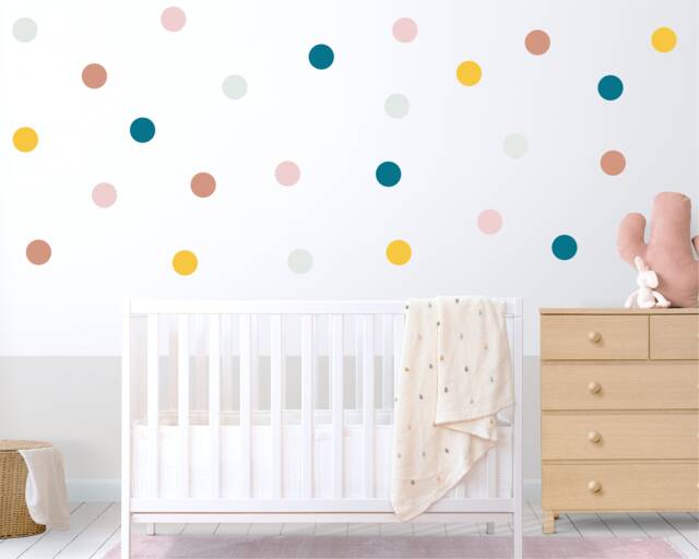 Polka Dot Wall Decals Fabric Nursery Decor Stickers - 40 Pack - image 1