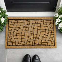 Trippy Warped Grid Doormat - Optical Illusion Welcome Mat Retro Home Decor - thumbnail 2