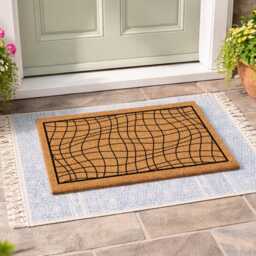 Trippy Warped Grid Doormat - Optical Illusion Welcome Mat Retro Home Decor - thumbnail 3