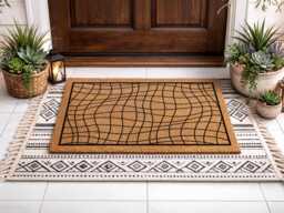 Trippy Warped Grid Doormat - Optical Illusion Welcome Mat Retro Home Decor - thumbnail 1